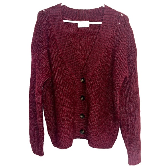Old Navy Go-Recycled Button Down Cardigan Sweater Burgundy Size Small - Picture 1 of 7